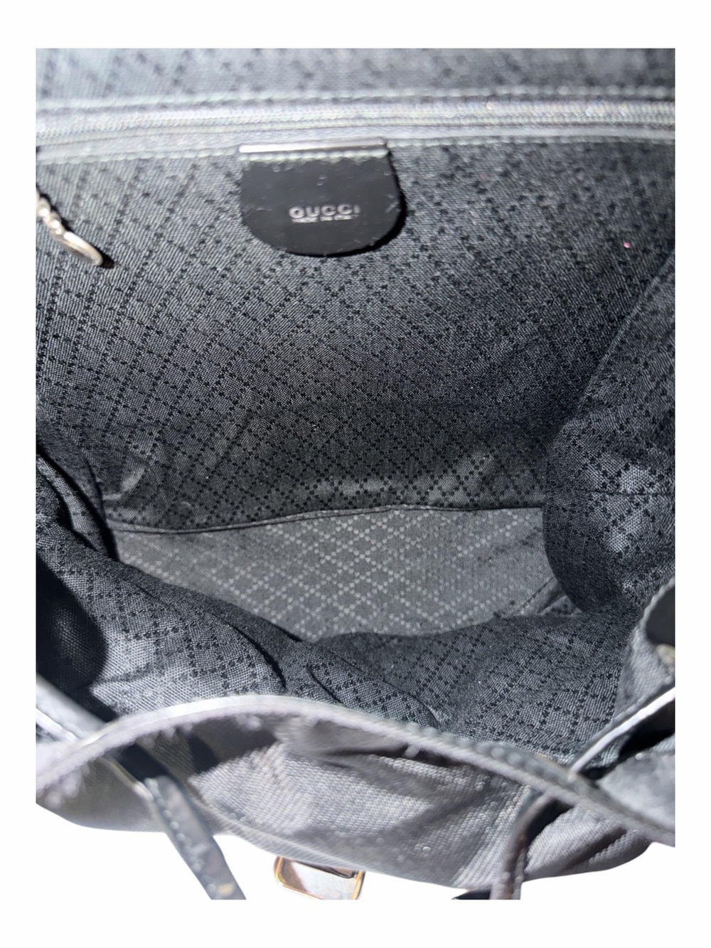 Authentic Gucci Vintage Bamboo Twin Pocket Nylon Backpack Black - Picture 3 of 8